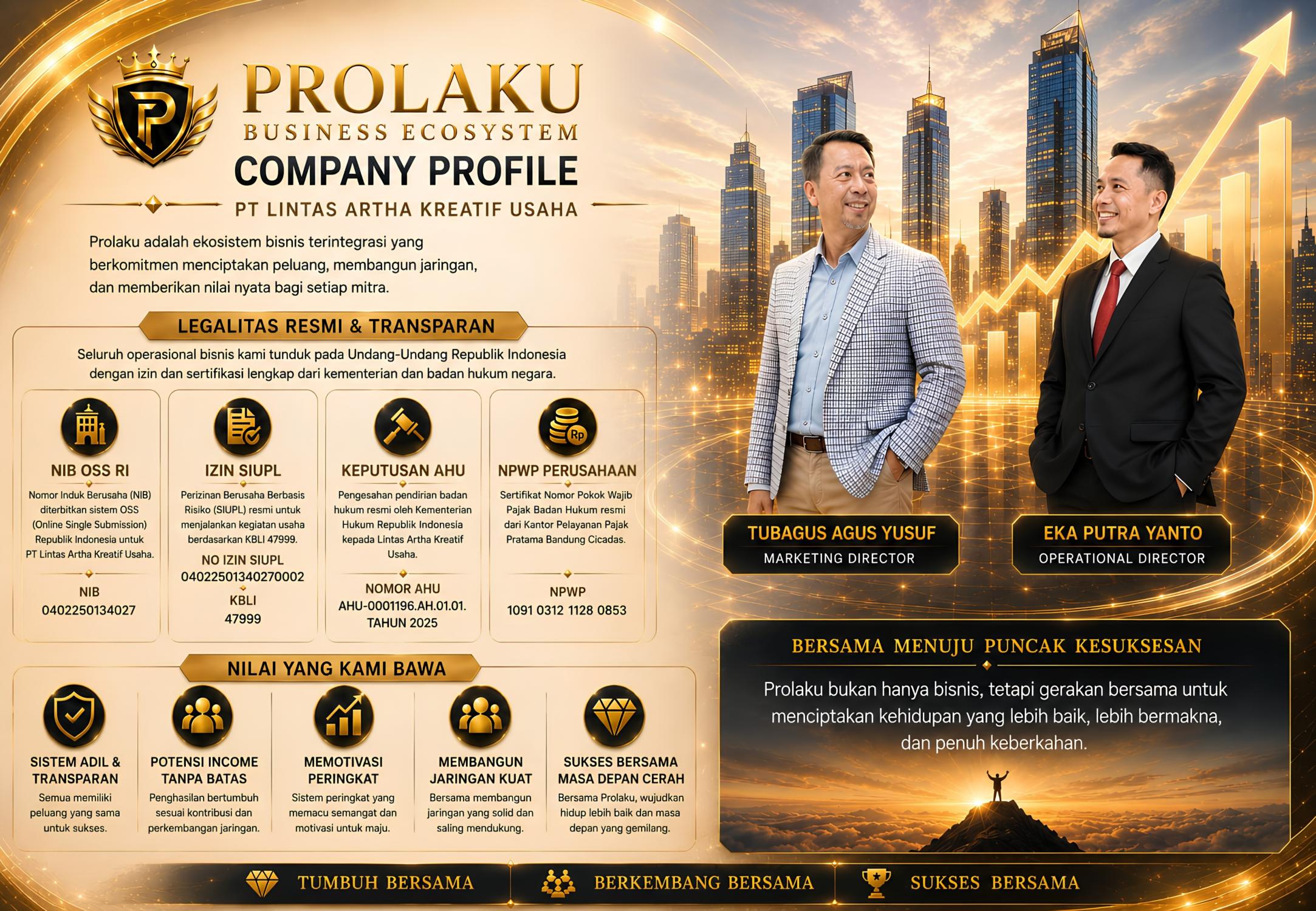 Company Profile dan legalitas PT Lintas Artha Kreatif Usaha